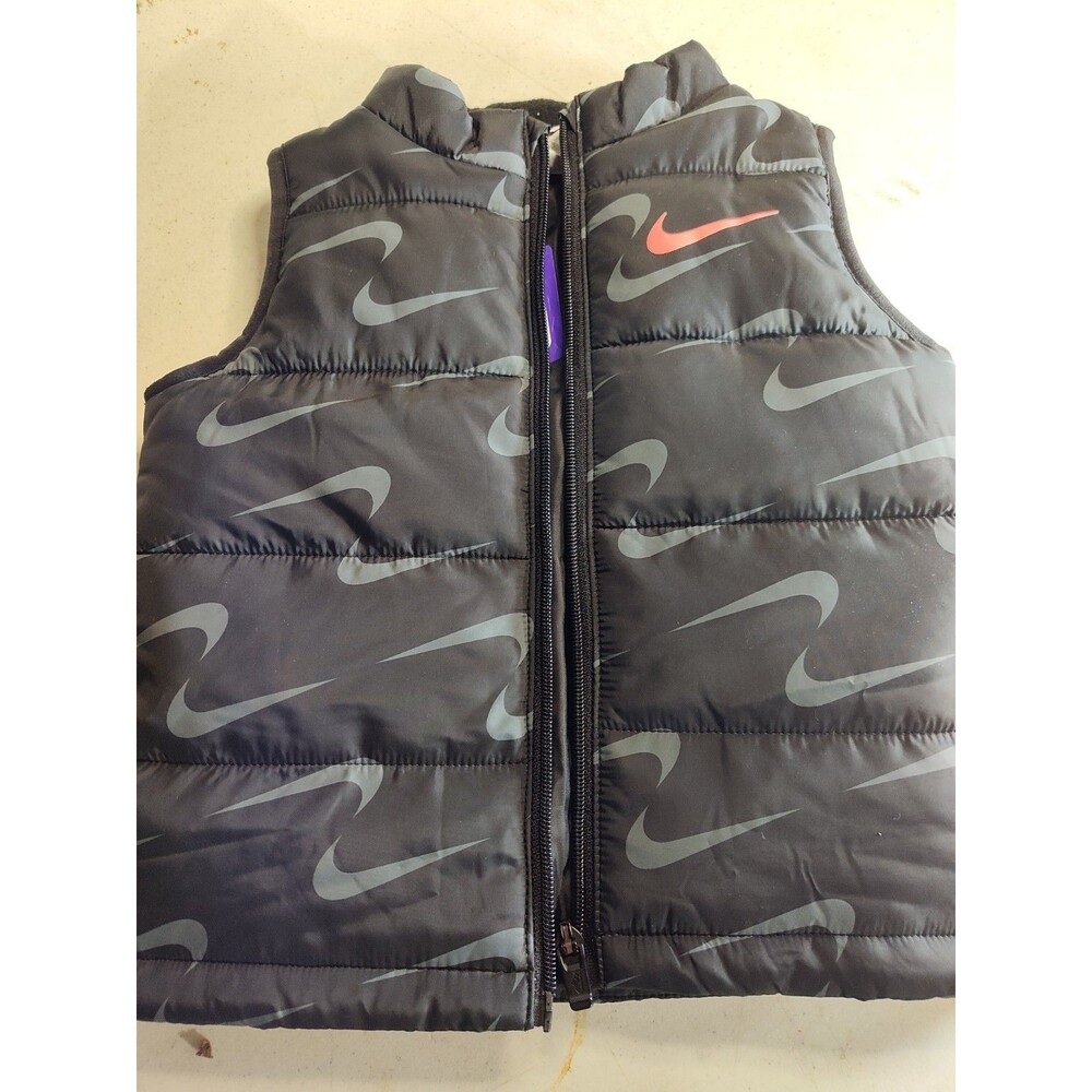 Nike Toddler Puffer Vest Size 24M Full Zip Black & Gray Pre Owned (697)